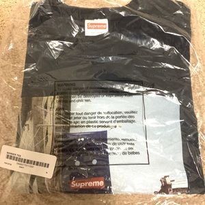supreme banner tee navy
